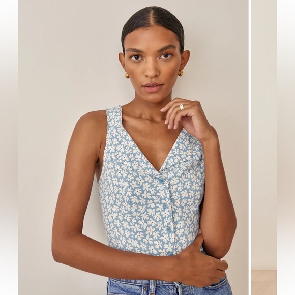 Reformation Tops - Reformation Blue and White Floral Blouse